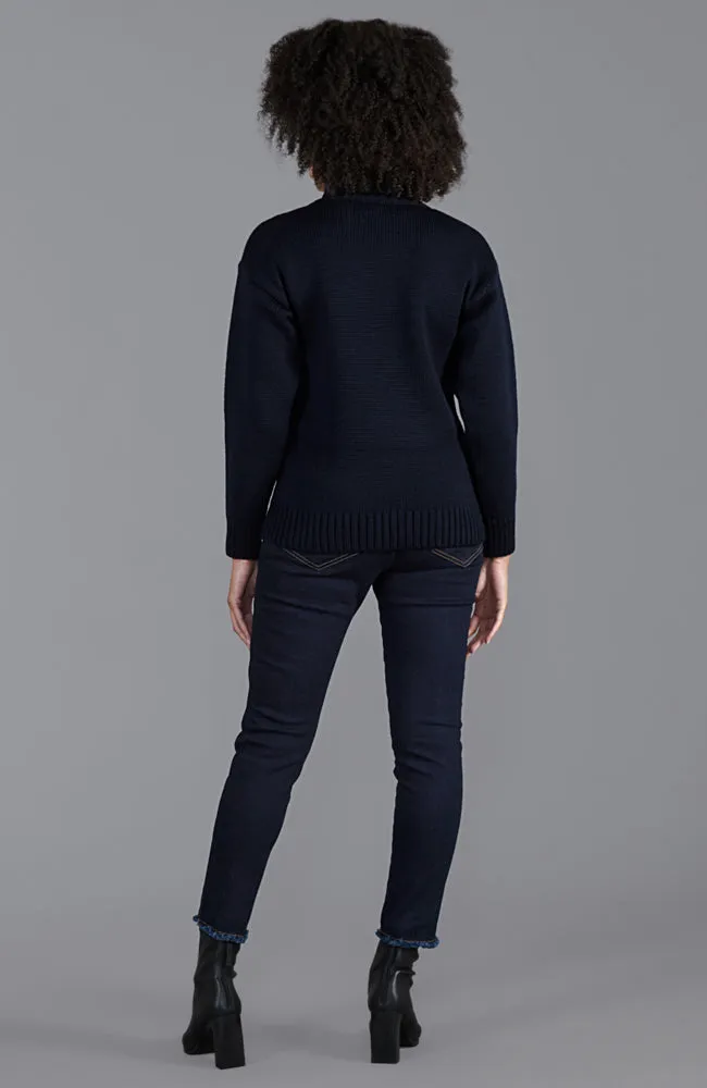 Womens Chunky Merino Wool Submariner Roll Neck Jumper