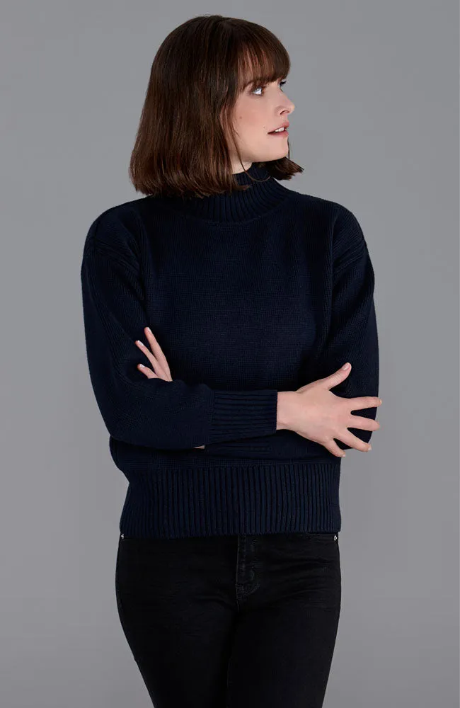 Womens Midweight Cotton Turtleneck Drop Shoulder Jumper