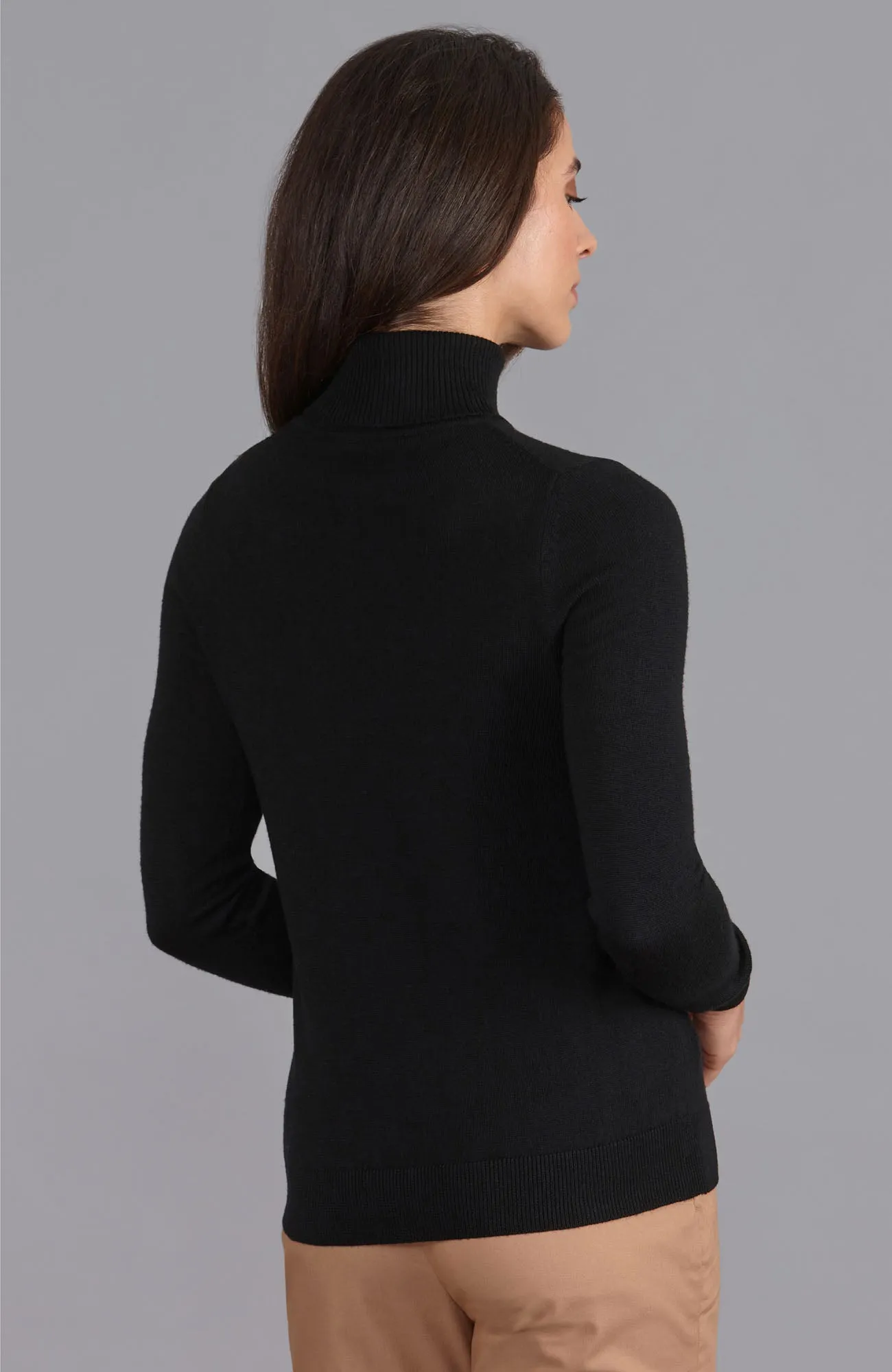 Womens Pure Extra Fine Merino Wool Roll Neck Jumper