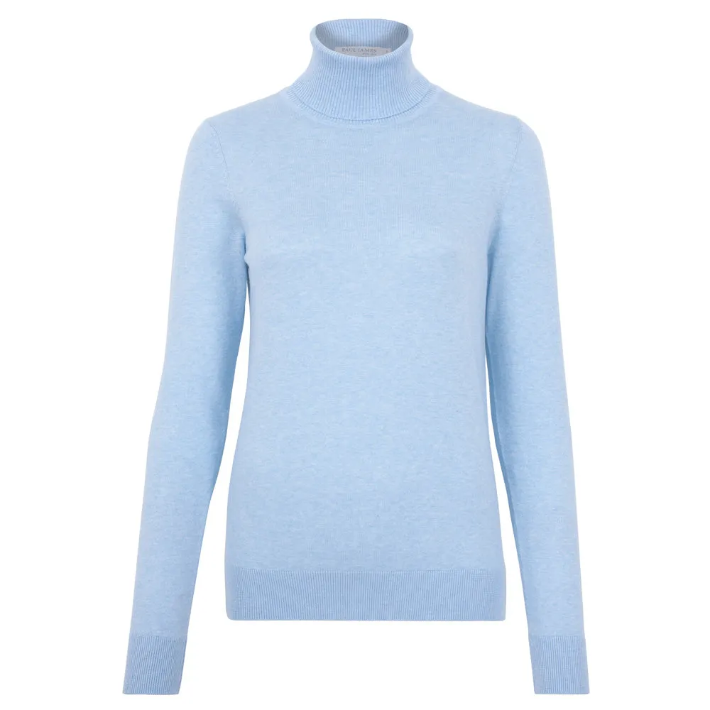 Womens Ultra Fine Cotton Roll Neck Long Sleeve Jumper