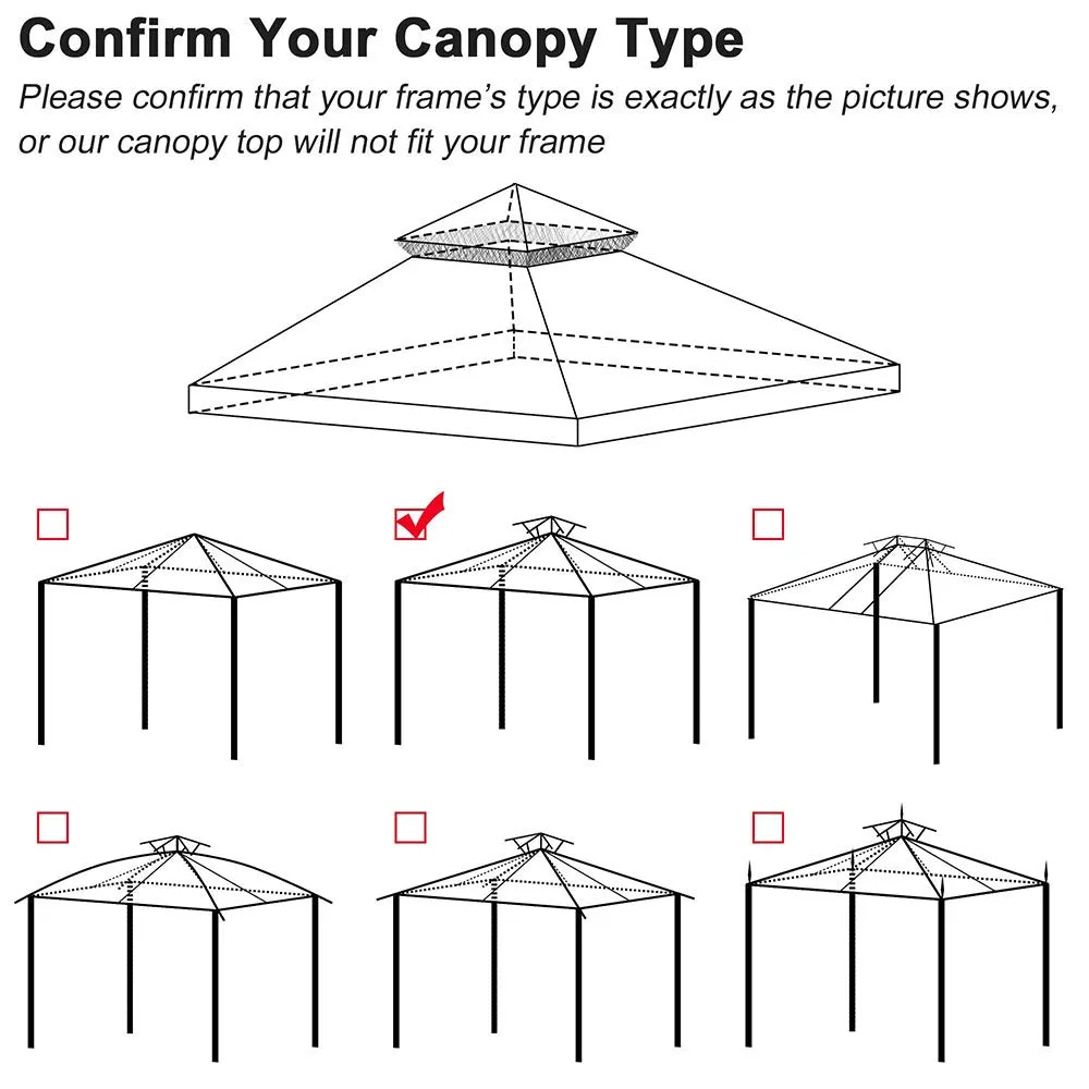 Yescom 10' x 10' Gazebo Canopy Replacement Top Color Optional